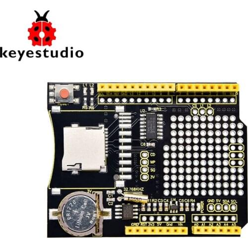 Keyestudio Data Logging Shield Data Recording Module With TF Card Slot for Arduino UNO(No Battery)