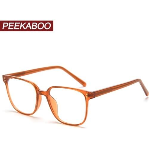 Peekaboo optical glasses frame for men retro grey black clear lens tr90 classic square glasses for women acetate korean style