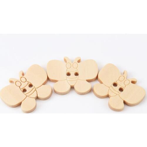 Natural Cartoon Butterfly Wooden Buttons Handmade Accessories Decoration Sewing Scrapbooking Crafts DIY 22x18mm 20pcs MZ158
