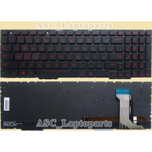 New US QWERTY Keyboard for Asus Rog GL753 GL753V GL753VE GL753VD GL553VD GL553VE GL553VW Black, Red Printing with Red BACKLIT