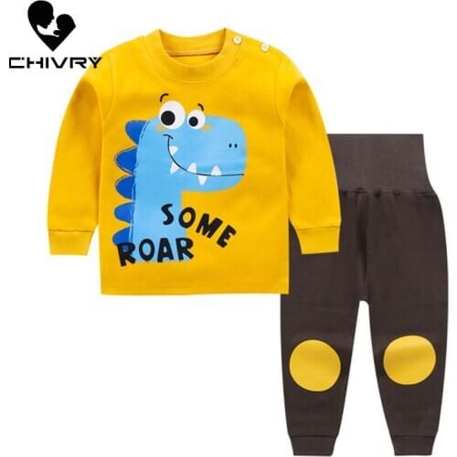 New 2020 Kids Boys Girls Pajama Sets Cartoon Long Sleeve O-Neck T-Shirt Tops with Pants Toddler Baby Autumn Sleeping Clothes Set