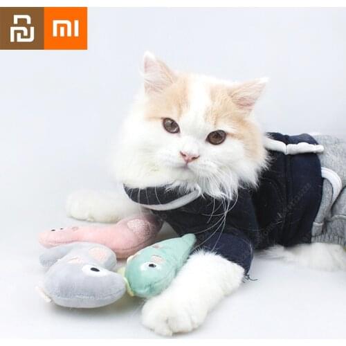 Xiaomi New Pets Plush Toy Funny Cat Interactive Toy Cute Cartoon Puppet with Catnip Cat Self Heavy Biting Dinosaur Bear Pet Toys