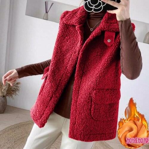 Red NEW Fur Furry Plush Vest Lamb Wool Women Sleeveless Down Coat Tops Casual Short Outwear Waistcoat Parkas Jacket Coats Cloth