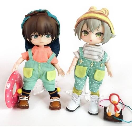 Ob11 baby clothes casual overalls for obitsu11 gsc molly denim overalls short pants 1/12bjd doll clothes doll accessories