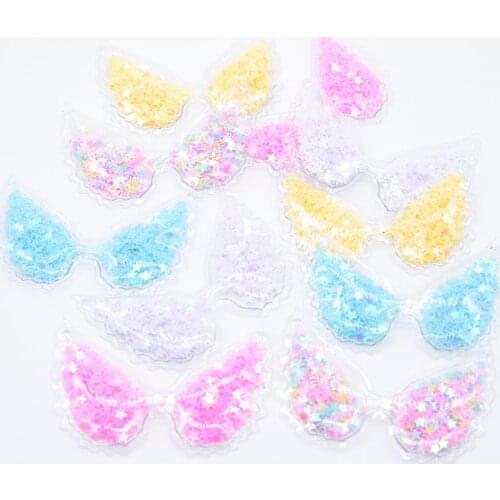 Wholesale 50Pcs 72mm Kawaii Angel-Wing Transparent PVC Filling Sequins Applique for DIY Headwear Hair Clips Bow Accessory L27