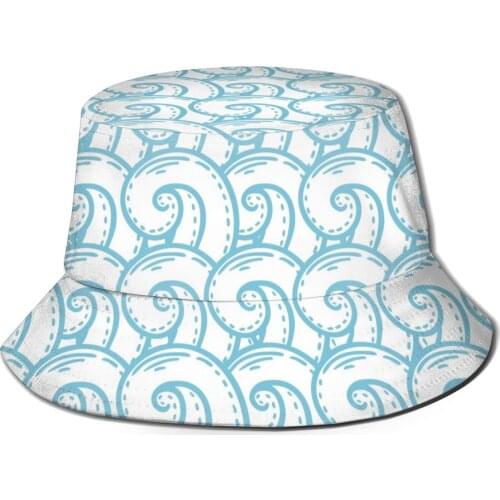 CINESSD Bucket Hat Unisex Bob Caps Hip Hop Gorros Abstract Sea Wave Theme Summer Panama Cap Beach Sun Fishing Hat
