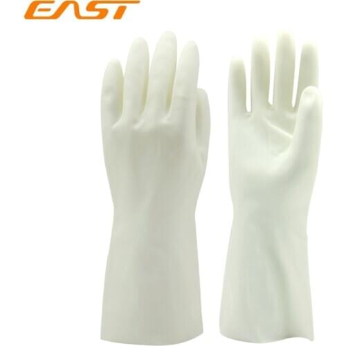 East 2 Pairs Nitrile-Gloves Non-slip Cut Resistant Waterproof Dishwashing Kitchen Clean Gloves Housework Cleaning Helper White