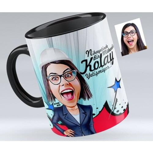 Personalized Women 'S Engineer Caricature Of Black Mug cup-1