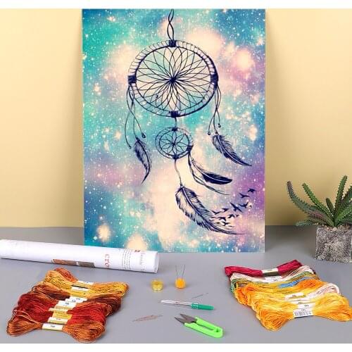 Landscape Dreamcatcher Printed Canvas 11CT Cross-Stitch Patterns Embroidery DMC Threads Painting Handiwork Sewing Promotions