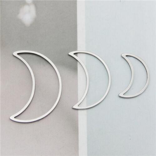 Julie Wang 12PCS Hollow Moon Shape Charms Stainless Steel Gold Silver Color Crescent Pendants Bracelet Jewelry Making Accessory
