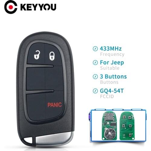 KEYYOU Car Keyless Entry 433MHz 4A Smart Remote Key GQ4-54T Replacement For Jeep Renegade Grand Cherokee Ram Compass 2014 - 2019
