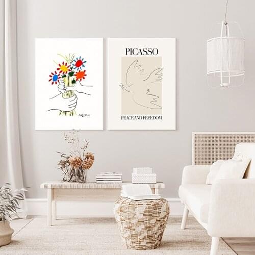 Retro Picasso Matisse Posters And Prints Abstract Cat Art Flower Wall Art Canvas Painting Pictures For Living Room Nordic Decor