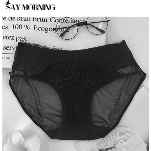 SAY MORNING Sexy Panties Women Lace Solid Sexy Black Briefs Female Underwear Pant Women Hollow out lace Thong