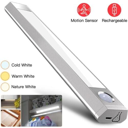 Led under Cabinet Lighting motion sensor LED Closet Light USB Rechargeable Kitchen Cabinet Lighting with 3 Color Modes