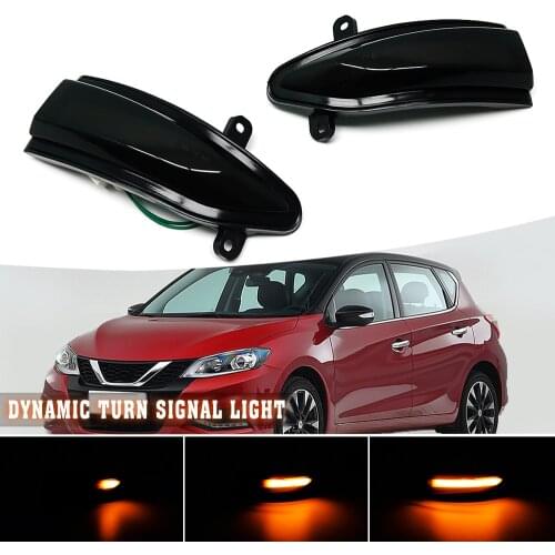 LED Dynamic Turn Signal Light Blinker Side Mirror Indicator Lamp Trim For Nissan Altima Teana 13-18 Sylphy Sentra Pulsar Tiida