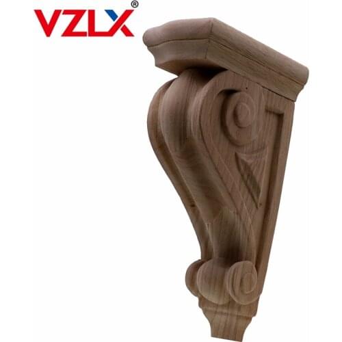 VZLX European Style Woodcarving Decal Home Furniture Carved Applique Window Door Decor Wooden Figurines Crafts Wall WOOD Stigma