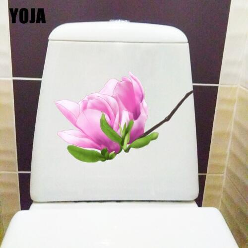 YOJA 21.8*13.5CM Chinese Style Magnolia Flower WC Toilet Decor Home Room Wall Sticker Decal T1-1107