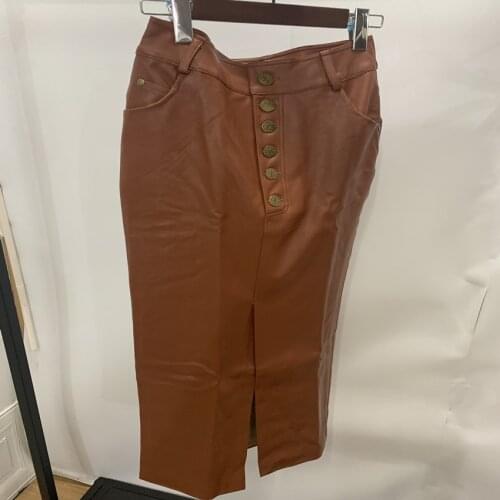 Women PU Faux Leather mid Skirt High Waist package hip Fashion Long Skirts plus size 3XL