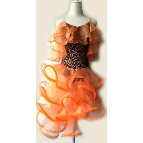 New style latin dance costume sexy leopard gauze latin dance dress for women latin dance competition dresses S-4XL