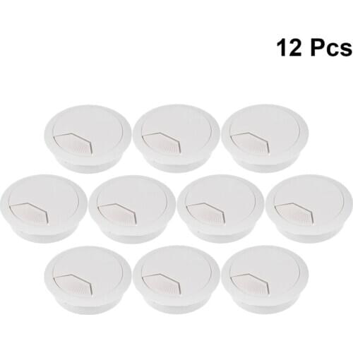 10pcs/12pcs Office PC Computer Desk Grommet Cable Hole Cover 50mm Diameter (Grey White)