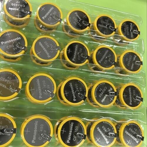10pcs/lot Panasonic CR2450 550mAh Button Cell Batteries 3V 180 Degree welding Solder Pins Bluetooth Watch CR 2450 Coin battery