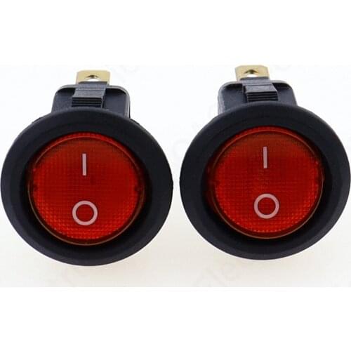 10pcs Red Light ON-OFF SPST Round Rocker Switch 6A/250V 10A/125V AC