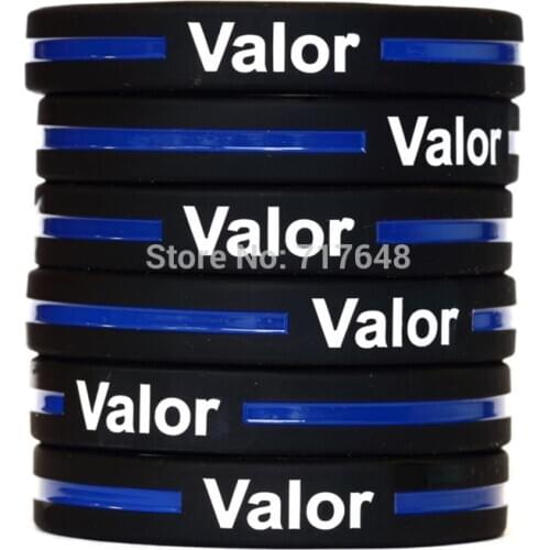 200PCS Valor with thin blue line wristband silicone bracelets free shipping by FEDEX