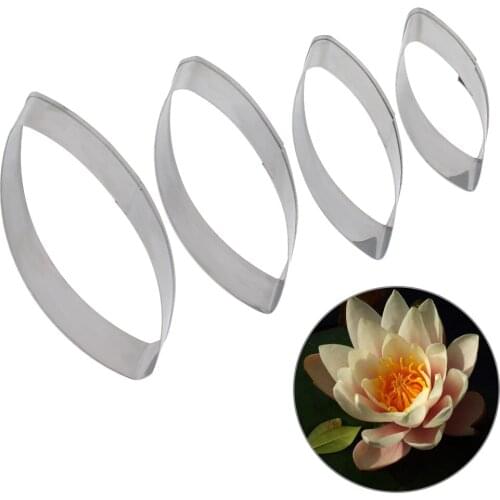 4 piece/set Biscuit Cake Fondant Decoration Mold Stainless Steel Water Lily Petal Cutters Set