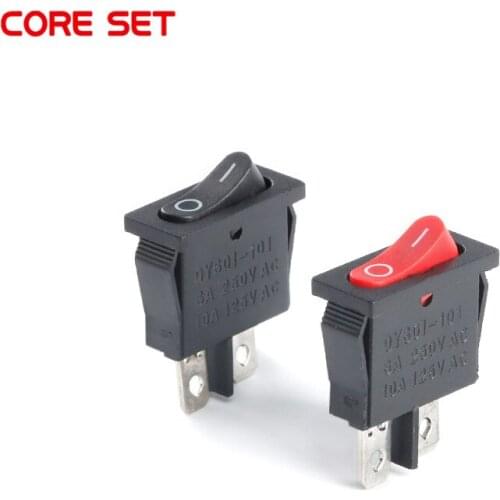 5Pcs Thin KCD1-110 Rocker Switch Black Red 19*7mm Super Thin Rocker Switch 2 Pins 2 Gears ON OFF 6A 250V 10A 125VAC New