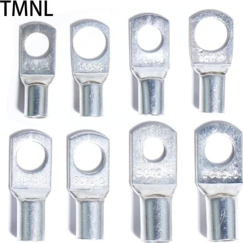 50pcs Assortment Tinned Copper Lug Ring Crimp SC Terminals Battery Wire Welding Cable Connectors Kit Electric Tube Sea Hole nose