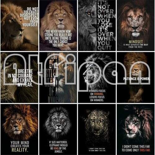 Diamond Embroidery Lion 5D DIY Black White Diamond Painting Animal Diamond Mosaic Full Round & Square Drill Wall Decoration