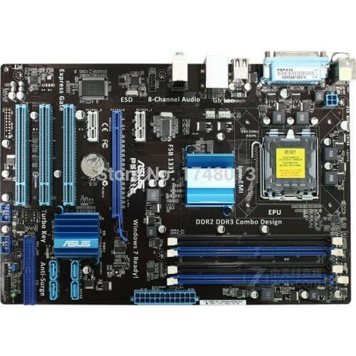 Free shipping original motherboard P5P41C LGA 775 DDR2 DDR3 8GB Mainboard ATX desktop motherboard