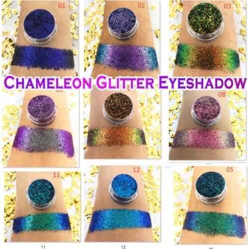 Glitter Chrome Eyeshadow Powder Chameleon Eyeshadow Pigments Waterproof Shiny Metallic Loose Eye Shadow Party Makeup Tools 5g