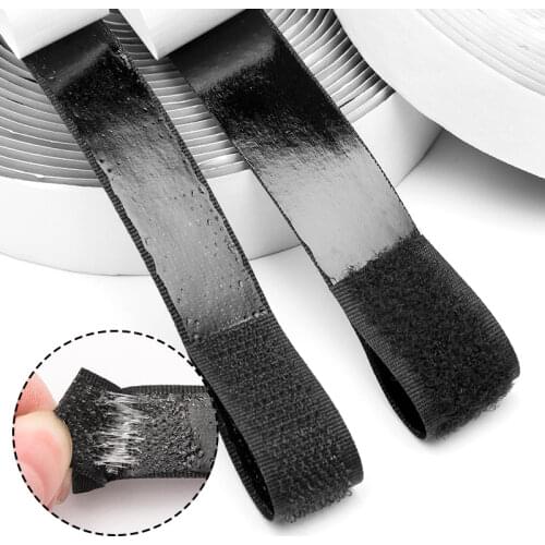 Black White Hook and Loop Fastener Tape Magic Nylon Sticker Adhesive Loop Disks Velcros 3M Glue 16/20/25/30/40/50mm 1Meter