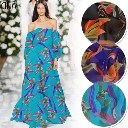 CNUM SC115 100% Silk Chiffon/ Bird of Paradise /Silk Fabric Transparent/ Width1.48yd Thickness 6mm