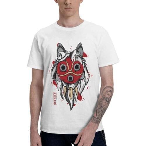 Mononoke Hime Princess Mask T-shirt Men Fashion T Shirt Short Sleeve Forest Academy Tshirts 100% Cotton Tees Top Clothes