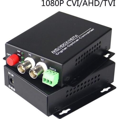 HD 1080P CVI AHD TVI 2 Channel Video Data Fiber Media Converter for CCTV