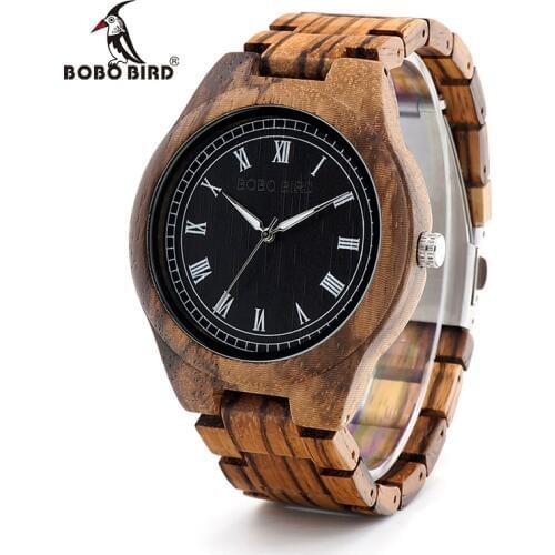 BOBO BIRD V-O18 Top Brand Mens Wood Watch Luxury Bracelet Watches with Fine Wooden Strap Male Dress Luxury Watch