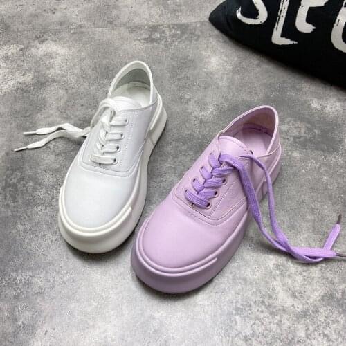 Spring and Autumn Womens 2021 New Hong Kong Style Fashion Leather Lace-up Thick-soled Pine Shoes Casual Net Red Same Style