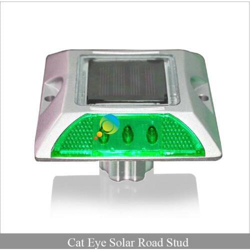 New arrival green LED cat eye road marker 3M reflector solar powered flashing road stud