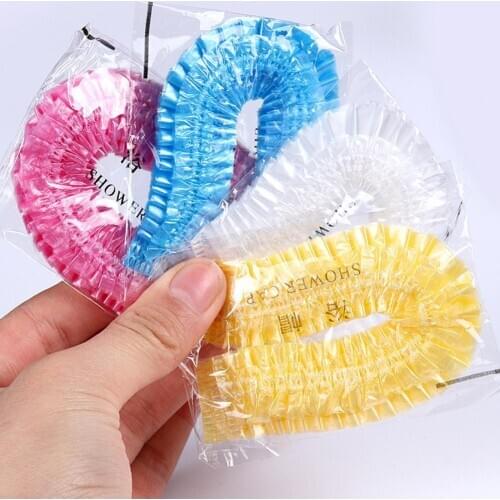 10pcs/lot Disposable Shower Caps Hat Bathing Caps Hotel Hair Shower Cap Bathroom Caps Clear Salon Products Elastic Bath F6E0