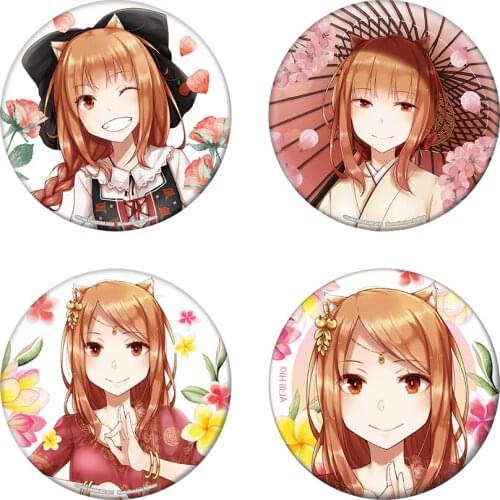 Spice and Wolf Anime Holo Metal Cute Flower Metal Badge Brooch Pins