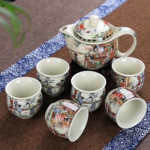 Christmas Blue white double layer heat insulation scalding teacup classic twelve dozen hairpin Qingming River pattern ceramic