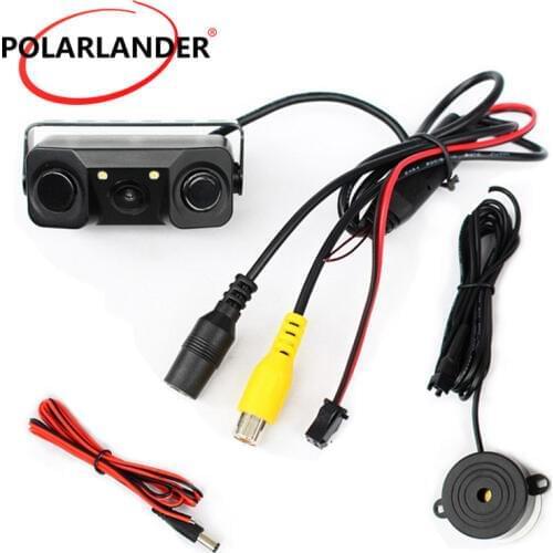 Video Parking Monitor system 2 sensors Night Vision Reversing Car Rear View Camera with buzzer alarm parking 2 in1