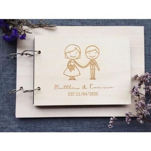 Personalized Rustic Wedding,Guestbook Custom name,date Wooden Guest Book Engagement Anniversary Gift Wedding Sign Book