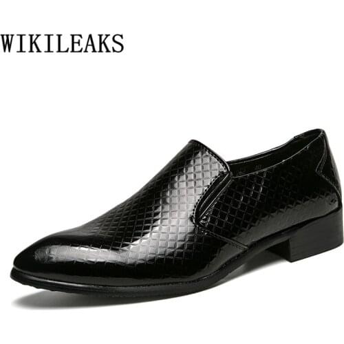 Party Shoes For Men Italian Dress Shoes Men Formal Coiffeur Patent Leather Wedding Shoes Men Elegant Brand Sepatu Slip On Pria