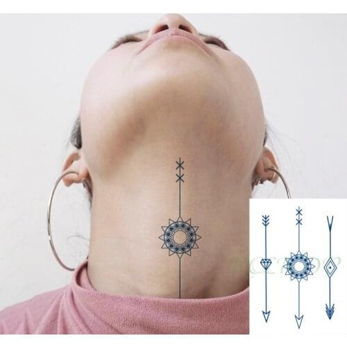 Waterproof Temporary Juice Ink Sticker Arrow Diamond Datura Flower Geometric Fruit Gel Long Lasting Tattoo for Men Women