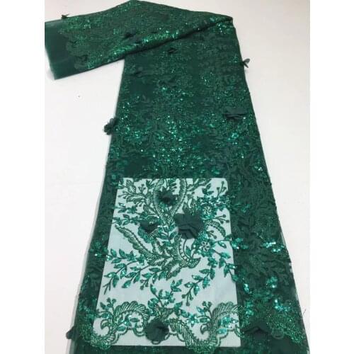 High Quality Lace Fabric 3D Applique Gold Line Sequin Embroidery French Tulle Mesh Dress Skirt Sewing Supplies 5 Yards Wholesale