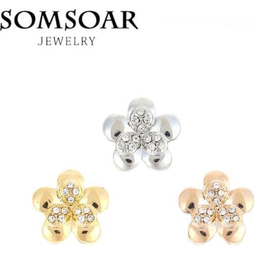 Somsoar Jewelry Beautiful Flower Charms fit SILICONE SINGLE BAND MESH BRACELET and Necklace Pendant 10pcs/lot