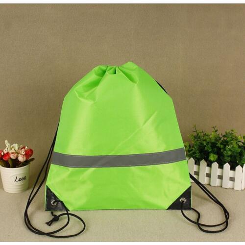 Drawstring Backpack Bags Lightweight Reflective Portable Double Shoulder Strap Sack Duffle For Yoga Fitness Travel